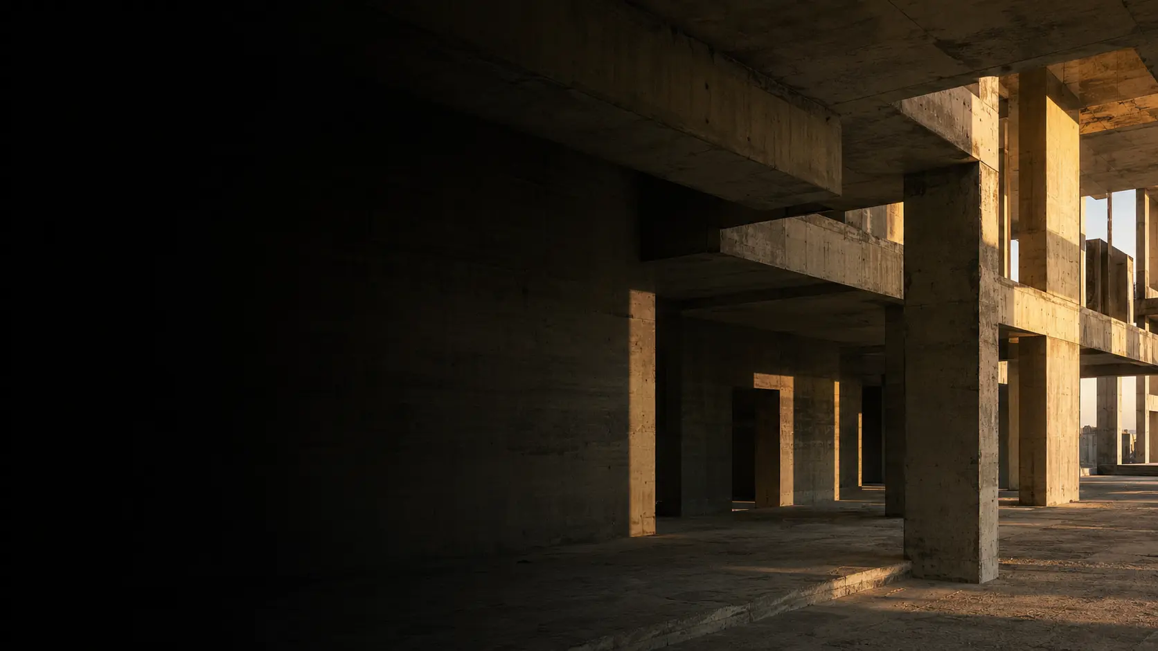 Decorative visual of a concrete structure at golden hour