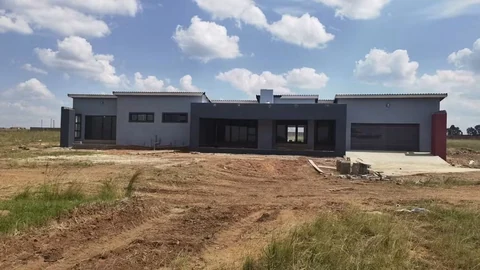 Completed modern single-storey residential building